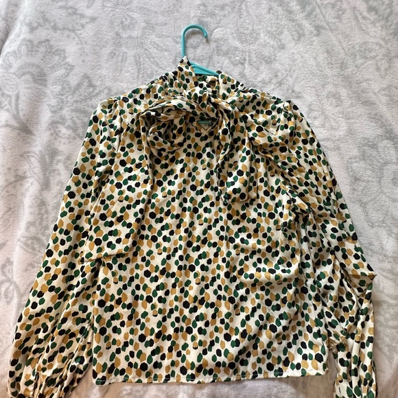 SHEIN Small Yellow/Green/Black Polka Dotted Blouse - Picture 3 of 5